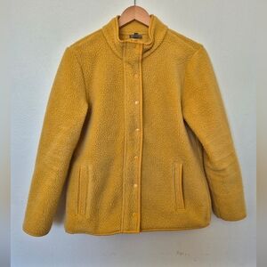Yellow Fleece Snap Jacket By Talbots Medium Petite